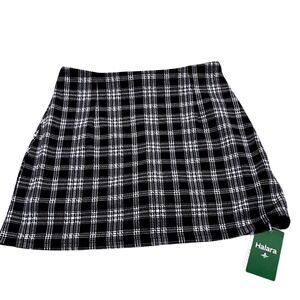 Halara Black White Plaid Skirt With Built In Shorts Size M Regular NWT